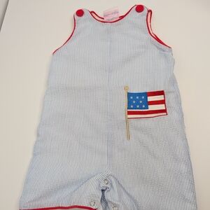 Prideful Banner Embroidered Jon Jon, Blue Stitchy Fish 12m